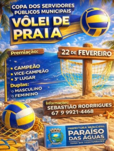 Imagem da notícia Paraíso das Águas realiza Copa de Vôlei de Praia para servidores no dia 22